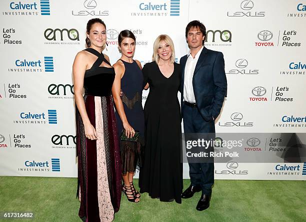 Actors Shailene Woodley and Nikki Reed, president, EMA Debbie Levin and actor Ian Somerhalder attend the Environmental Media Association 26th Annual...