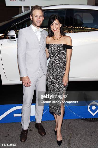 Aaron Endress-Fox and actress Perrey Reeves attends the Environmental Media Association 26th Annual EMA Awards Presented By Toyota, Lexus And Calvert...