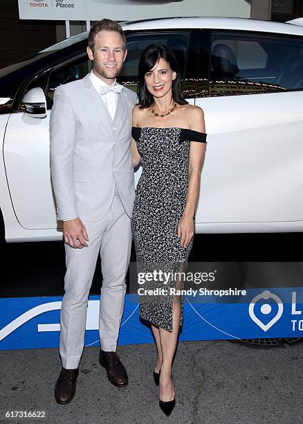 Aaron Endress-Fox and actress Perrey Reeves attends the Environmental Media Association 26th Annual EMA Awards Presented By Toyota, Lexus And Calvert...