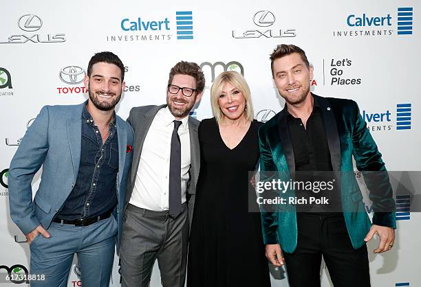 Michael Turchin, filmmaker/executive director of Business Development of EMA Asher Levin, president of EMA Debbie Levin and singer Lance Bass attend...