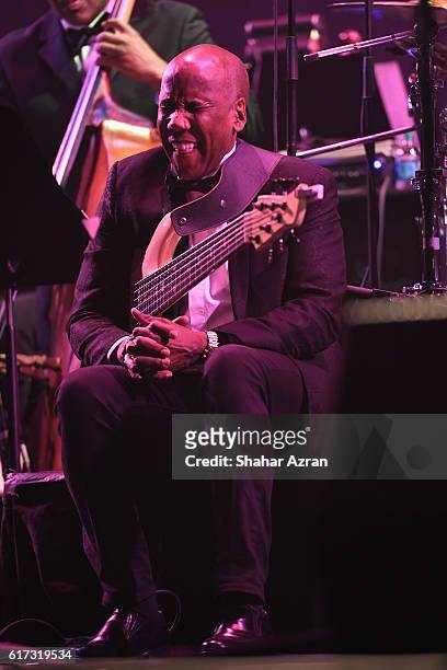 Bass player Nathan East at The Apollo Theater on October 22, 2016 in New York City.