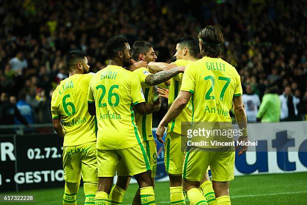 Emiliano Sala of Nantes during the Ligue 1 match between FC Nantes and Stade Rennais at Stade de la Beaujoire on October 22, 2016 in Nantes, France.