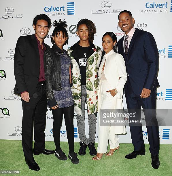 Trey Smith, Willow Smith, Jaden Smith, Jada Pinkett Smith and Will Smith attend the 26th annual EMA Awards at Warner Bros. Studios on October 22,...
