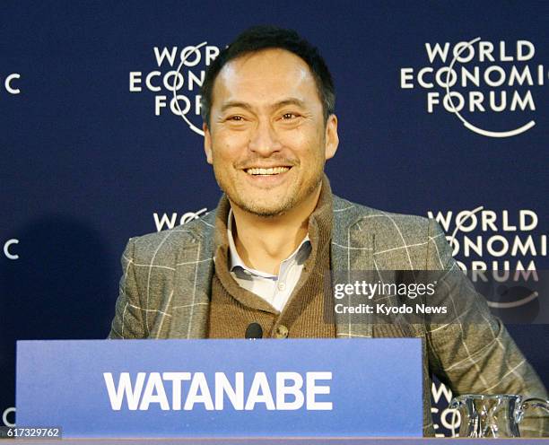 Switzerland - Japanese actor Ken Watanabe holds a press conference in Davos, Switzerland, after giving a speech at the annual meeting of the World...