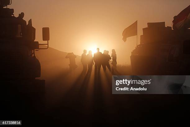 Iraqi Kurdish Regional Government's peshmerga forces take positions as they start to attack Daesh targets to capture Imam Reza and Tizxirab Villages...