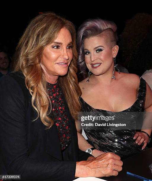 Personalities Caitlyn Jenner and Kelly Osbourne attend the TransNation Festival's 15th Annual Queen USA Transgender Beauty Pageant at The Theatre at...