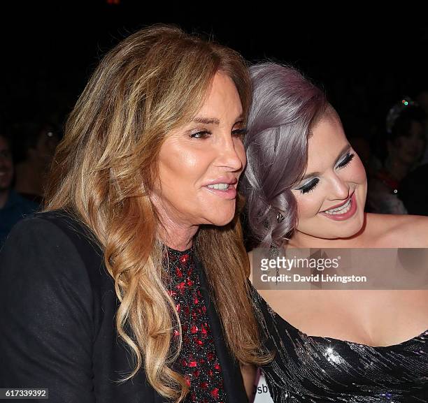 Personalities Caitlyn Jenner and Kelly Osbourne attend the TransNation Festival's 15th Annual Queen USA Transgender Beauty Pageant at The Theatre at...