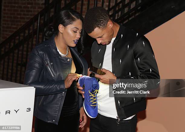 Ayesha Curry and Stephen Curry attend the Under Armour Curry 3 Launch at Skylight Powerhouse on October 22, 2016 in the Bay Area, California.