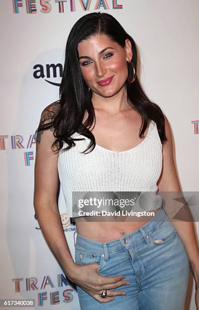 Actress Trace Lysette attends the TransNation Festival's 15th Annual Queen USA Transgender Beauty Pageant at The Theatre at Ace Hotel on October 22,...