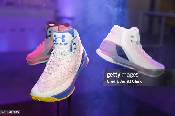 View of The Under Armour Curry 3 during the Under Armour Curry 3 Launch at Skylight Powerhouse on October 22, 2016 in the Bay Area, California.