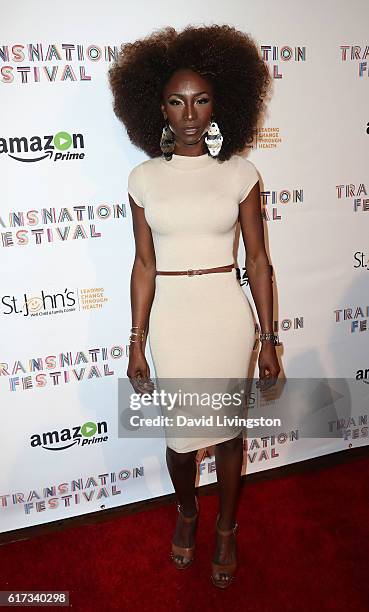 Actress Angelica Ross attends the TransNation Festival's 15th Annual Queen USA Transgender Beauty Pageant at The Theatre at Ace Hotel on October 22,...