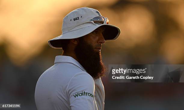 Moeen Ali of England during the 4th day of the 1st Test match between Bangladesh and England at Zohur Ahmed Chowdhury Stadium on October 23, 2016 in...