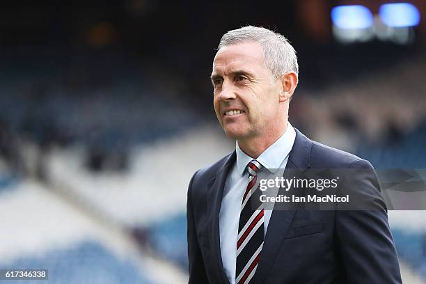 David Weir of Rangers looks on prior to the Betfred Cup Semi Final match between Rangers and Celtic at Hampden Park on October 23, 2016 in Glasgow,...