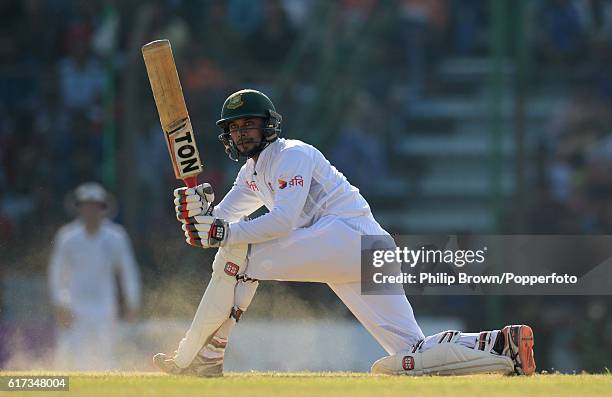 Sabbir Rahman bats during the fourth day of the first test match between Bangladesh and England at Zohur Ahmed Chowdhury Stadium on October 23, 2016...