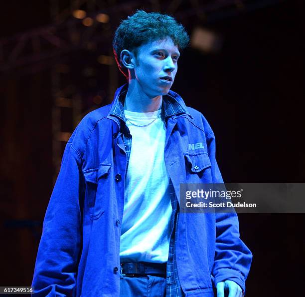 Singer Archy Marshall of the band King Krule performs onstage during the Beach Goth Festival at The Observatory on October 22, 2016 in Santa Ana,...