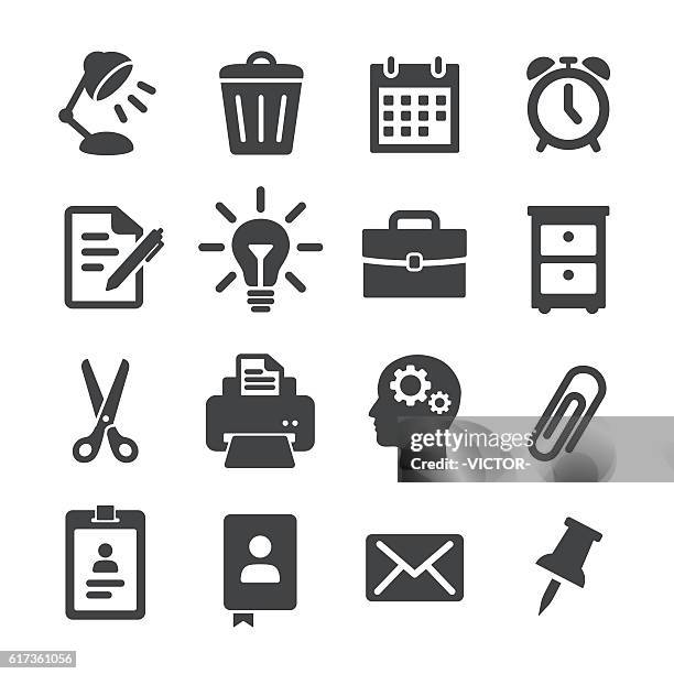 stockillustraties, clipart, cartoons en iconen met office work icons - acme series - punaise