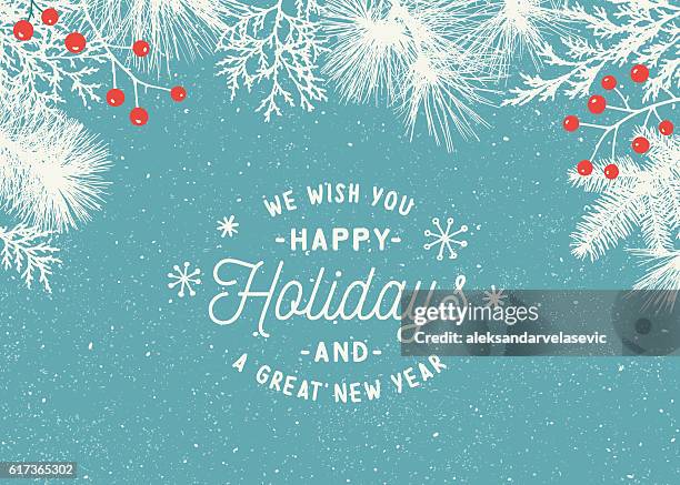 holiday background with evergreen branches - holiday card stock illustrations