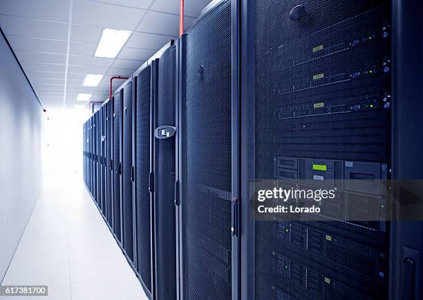 modern server room view - server room stock pictures, royalty-free photos & images