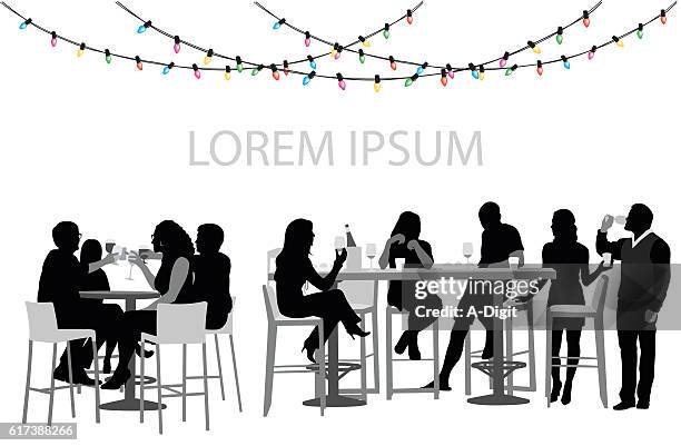 christmas party restaurant - crowded restaurant stock illustrations