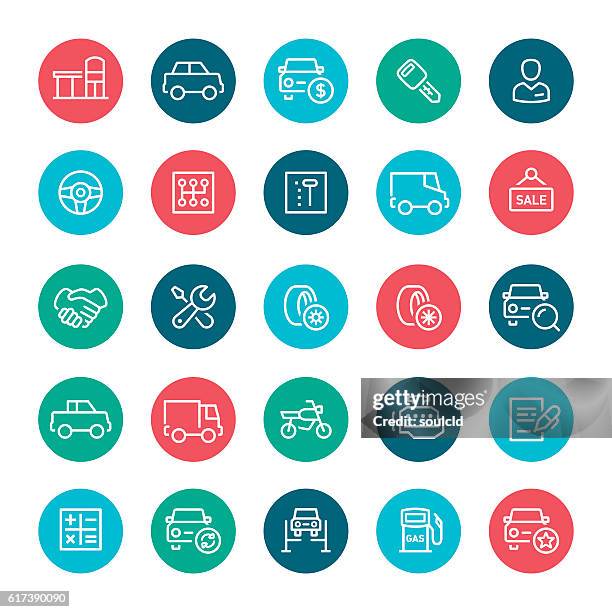 car service icons - automatic gearshift stock illustrations