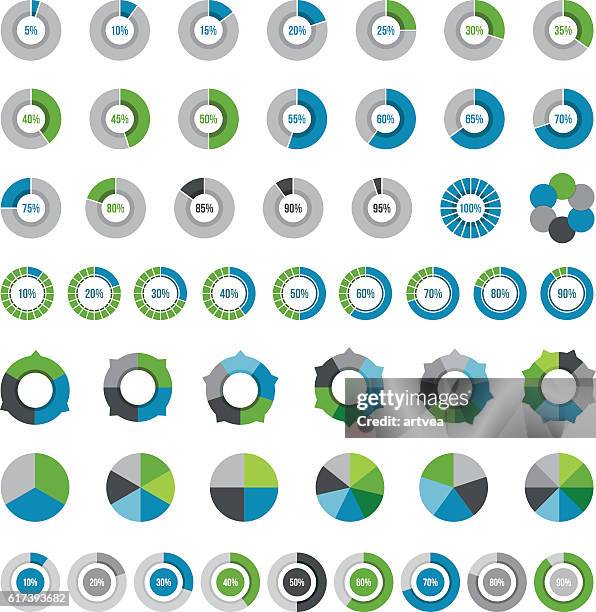 pie charts elements - unit of measurement stock illustrations