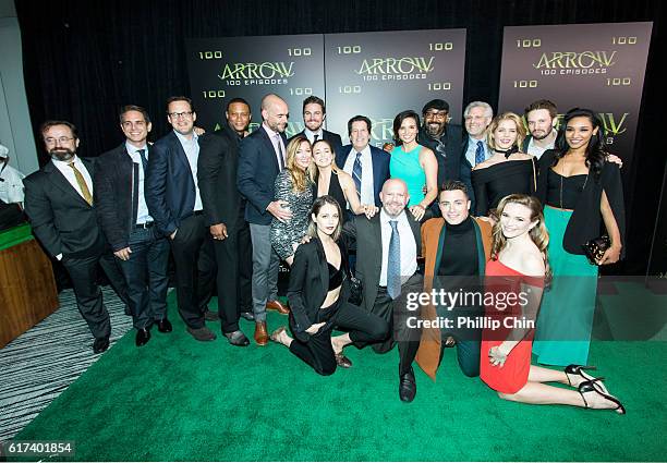 Actor David Nykl, executive producers Greg Berlanti and Andrew Kreisberg, actors David Ramsey, Paul Blackthorne, Katie Cassidy, Willa Holland,...