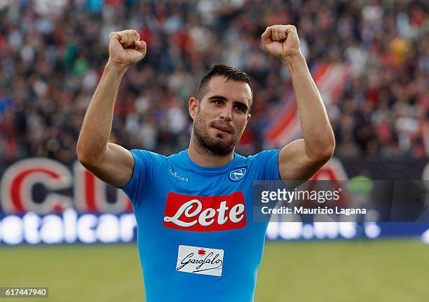 Nikola Maksimovic of Napoli celebrates after the Serie A match between FC Crotone and SSC Napoli at Stadio Comunale Ezio Scida on October 23, 2016 in...