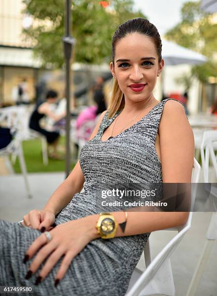 Guest attends Fashion Forward Spring/Summer 2017 at the Dubai Design District on October 23, 2016 in Dubai, United Arab Emirates.