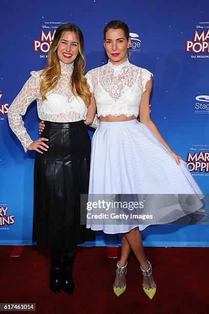 Giulia Siegel and Ramona Stoeckli attend the red carpet at the premiere of the Mary Poppins musical at Stage Apollo Theater on October 23, 2016 in...