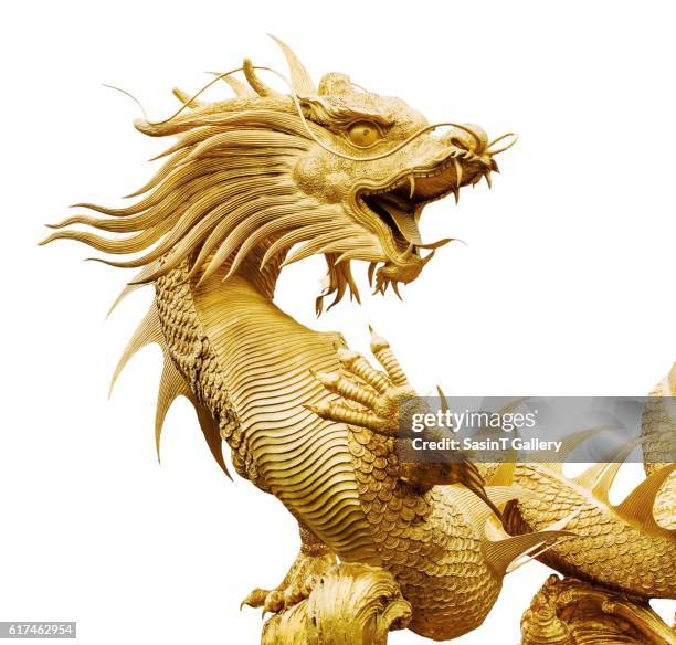 giant golden chinese dragon - dragon photos et images de collection