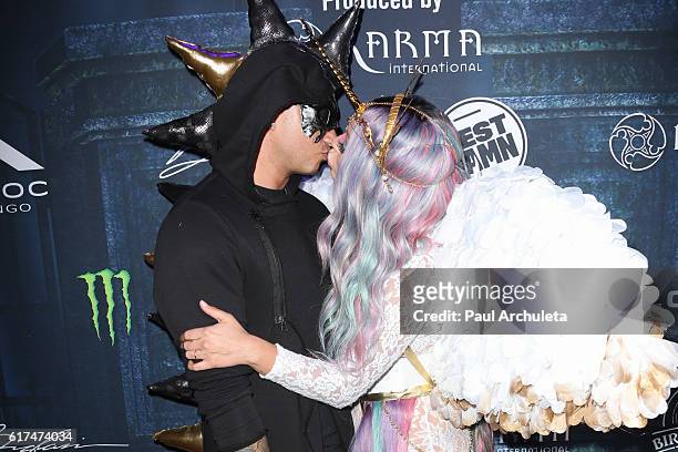 Pauly D and Singer Aubrey O'Day attend Maxim Magazine's annual Halloween party on October 22, 2016 in Los Angeles, California.