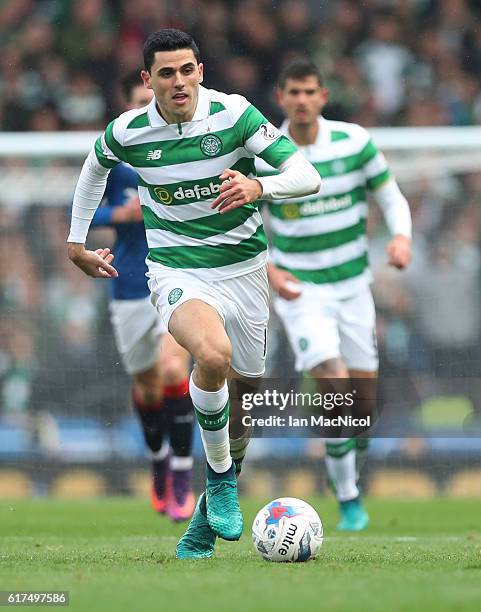 Tom Rogic of Celtic controls the ball during the Betfred Cup Semi Final match between Rangers and Celtic at Hampden Park on October 23, 2016 in...