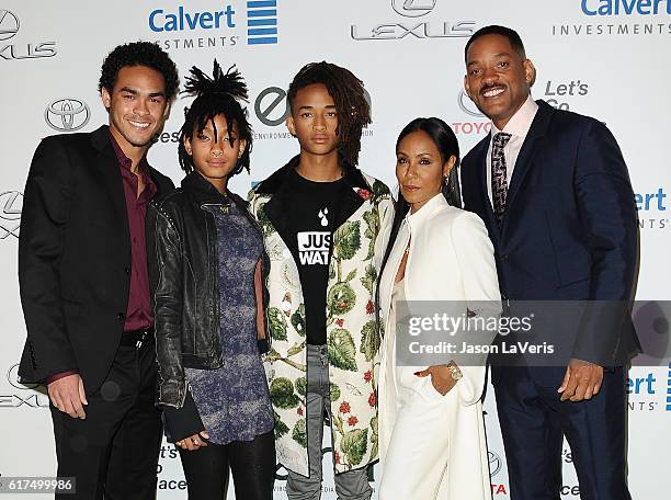 Trey Smith, Willow Smith, Jaden Smith, Jada Pinkett Smith and Will Smith attend the 26th annual EMA Awards at Warner Bros. Studios on October 22,...