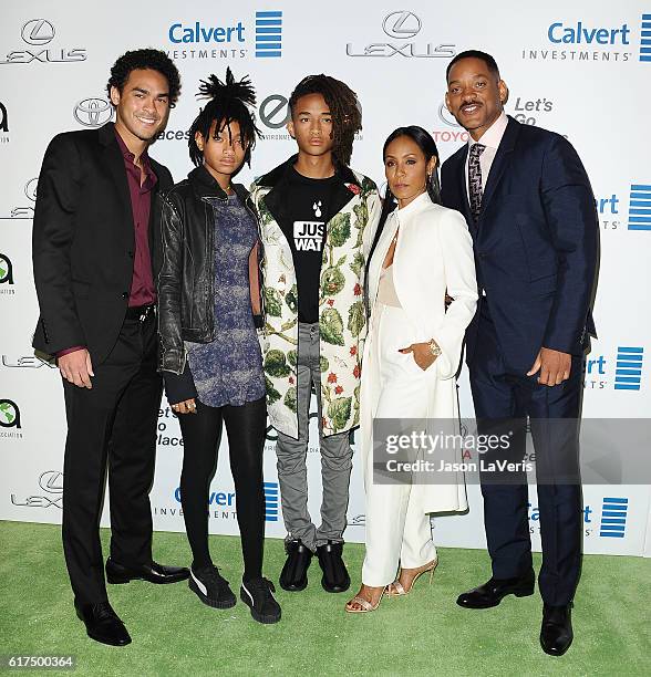 Trey Smith, Willow Smith, Jaden Smith, Jada Pinkett Smith and Will Smith attend the 26th annual EMA Awards at Warner Bros. Studios on October 22,...