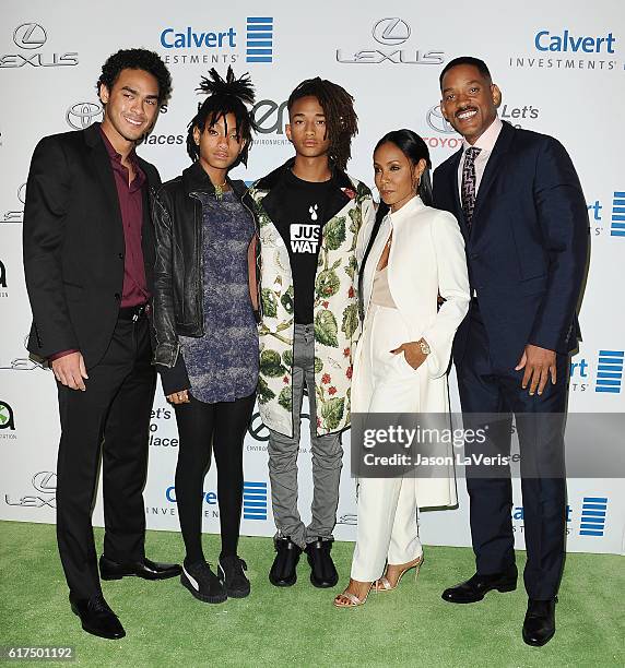 Trey Smith, Willow Smith, Jaden Smith, Jada Pinkett Smith and Will Smith attend the 26th annual EMA Awards at Warner Bros. Studios on October 22,...