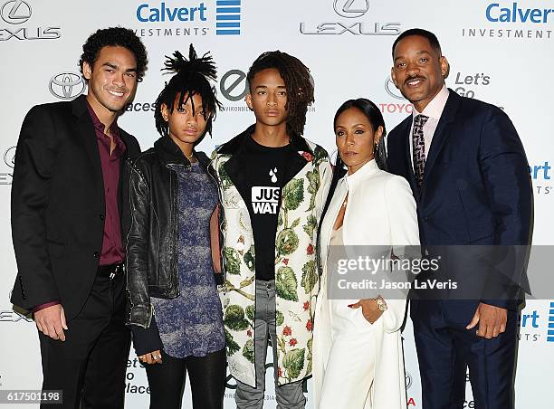 Trey Smith, Willow Smith, Jaden Smith, Jada Pinkett Smith and Will Smith attend the 26th annual EMA Awards at Warner Bros. Studios on October 22,...