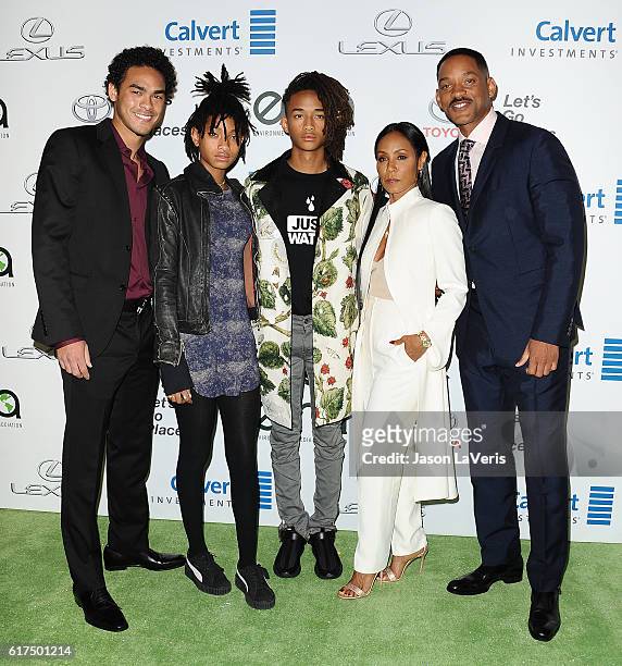 Trey Smith, Willow Smith, Jaden Smith, Jada Pinkett Smith and Will Smith attend the 26th annual EMA Awards at Warner Bros. Studios on October 22,...