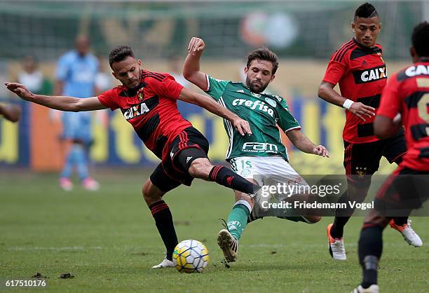 Allione of Palmeiras fights for the ball with Rene of Sport Recife during the match between Palmeiras and Sport Recife for the Brazilian Series A...