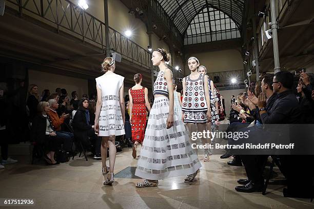 Model walks the Runway during the Azzedine Alaia Fashion Show at Azzedine Alaia Gallery on October 23, 2016 in Paris, France.