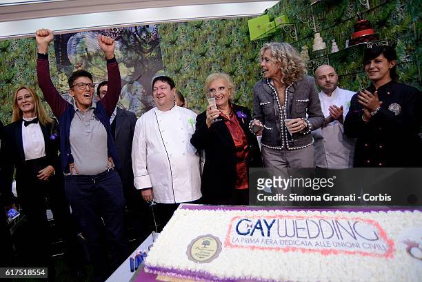 Imma Battaglia and Senator Monica Cirinnà, whose name is related to the law on civil unions, during the inauguration of Gay Wedding, the first...