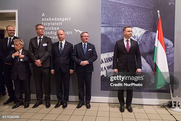 President of Poland Andrzej Duda during the inauguration of the exhibition of the 1956 Hungarian Revolution at Polish Institute in Budapest, Hungary...