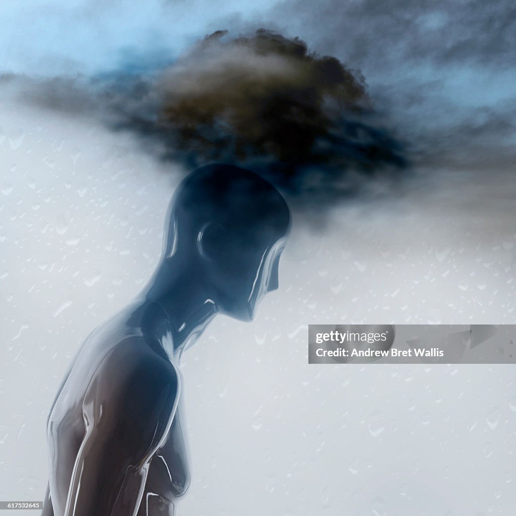 Human figure suffering from depression