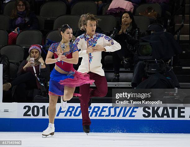 Elena Ilinykh and Ruslan Zhiganshin of Russsia competes at the ice dance free dance at 2016 Progressive Skate America at Sears Centre Arena on...