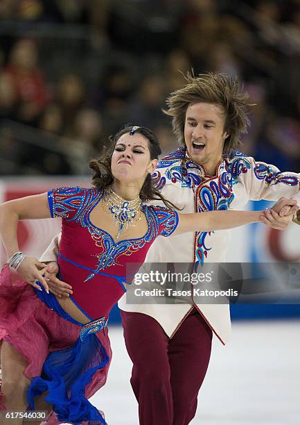 Elena Ilinykh and Ruslan Zhiganshin of Russsia competes at the ice dance free dance at 2016 Progressive Skate America at Sears Centre Arena on...