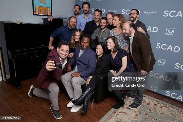 The panel members pose for a selfie backstage during the Docs to Watch Panel during the 19th Annual Savannah Film Festival presented by SCAD on...