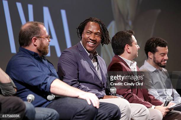 Roger Ross Williams speaks onstage during the Docs to Watch Panel during the 19th Annual Savannah Film Festival presented by SCAD on October 23, 2016...