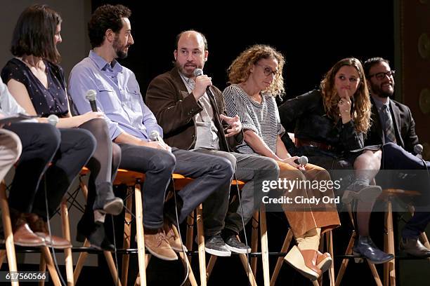 Josh Kriegman, Andrew Rossi, Rachel Grady, Heidi Ewing and Clay Tweel speak onstage during the Docs to Watch Panel during the 19th Annual Savannah...