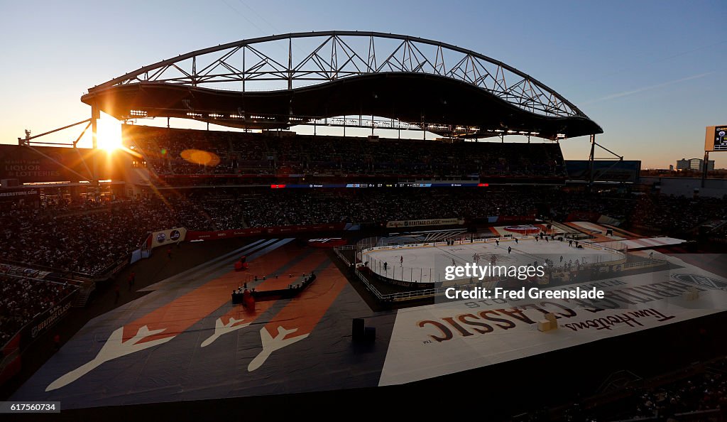 Edmonton Tim The sun sets as the Winnipeg Jets and Edmonton Oilers play the 2016 ...