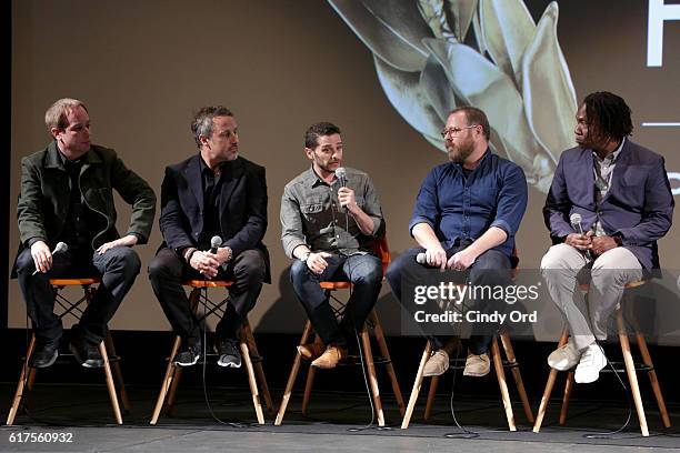 Kief Davidson, Richard Ladkani, Adam Irving, Keith Maitland and Roger Ross Williams speak onstage during the Docs to Watch Panel during the 19th...