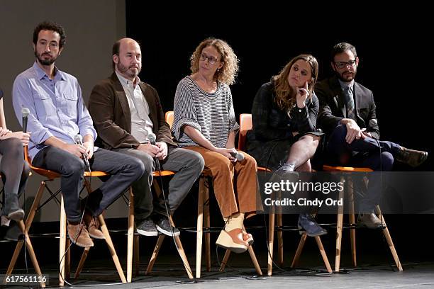 Josh Kriegman, Andrew Rossi, Rachel Grady, Heidi Ewing and Clay Tweel speak onstage during the Docs to Watch Panel during the 19th Annual Savannah...